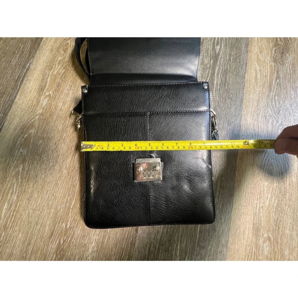 Montblanc Messenger Bag‎ Mens Medium Black Leather Combination Lock Crossbody